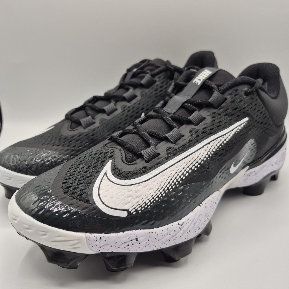 Nike Alpha Huarache Elite 4 Low MCS Baseball Cleats Black White Mens Sz 11